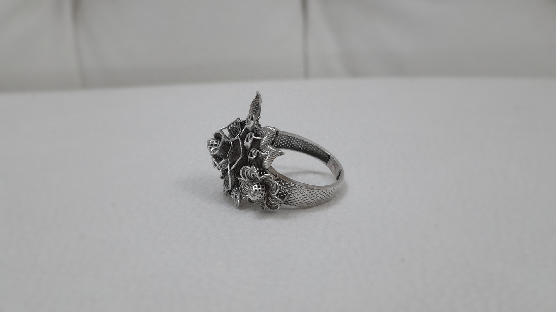 Vintage Floral Silver Ring, Hand-Finished by Beech Wylde