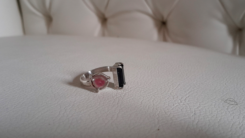 Watermelon and Indicolite Tourmaline Ring