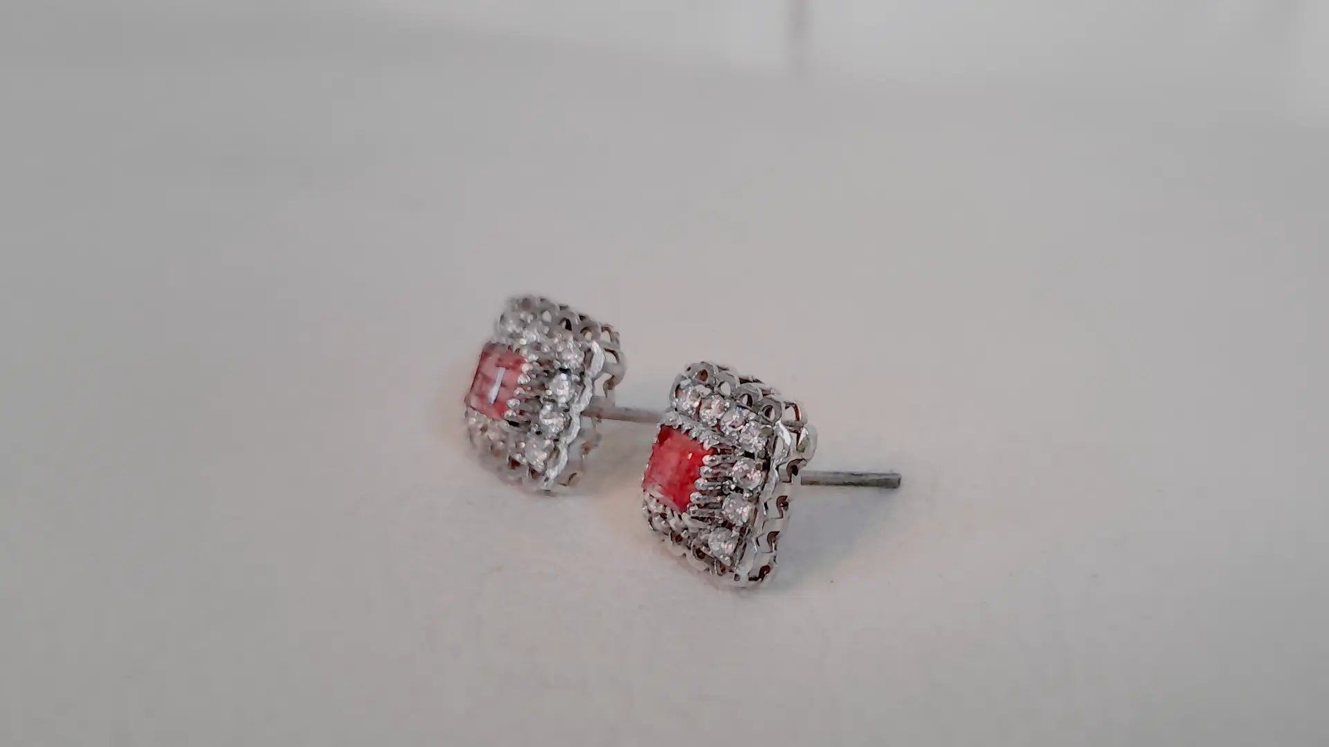 Pink Tourmaline Studs. Hand-Finished by by Beech Wylde