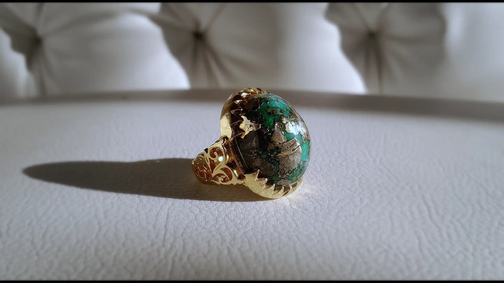 57 Carat Natural Nishapur Turquoise Ring, Hand-Finished by Beech Wylde.