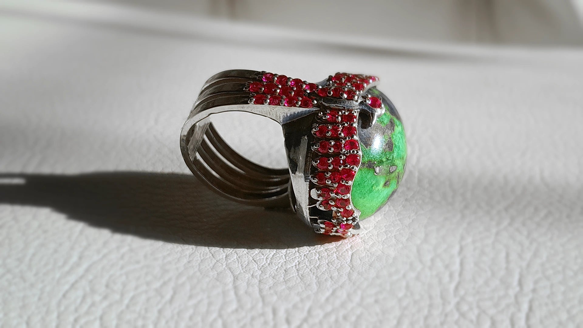 30 Carat Iranian Green Turquoise (Feroza) Ring - Handcrafted Elegance by Beech Wylde