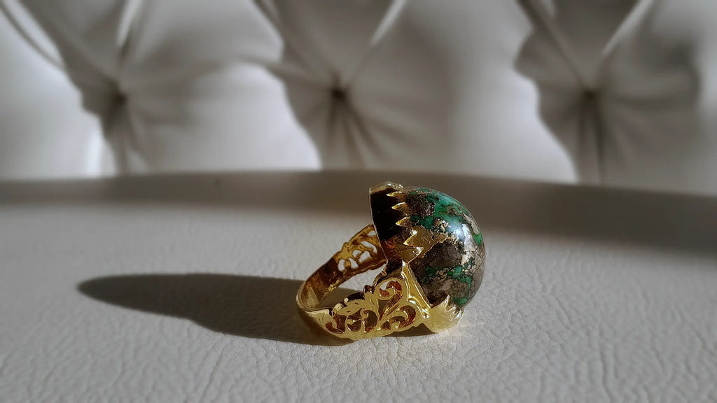 57 Carat Natural Nishapur Turquoise Ring, Hand-Finished by Beech Wylde.
