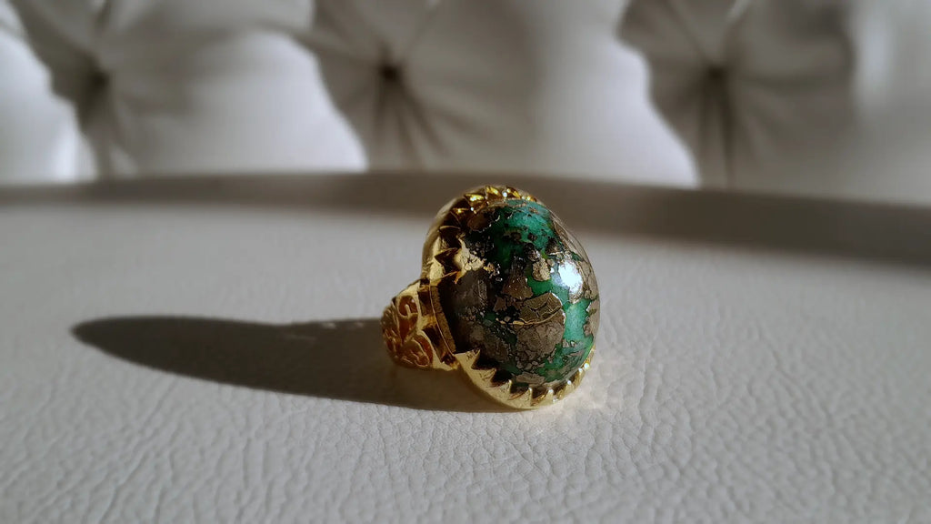 57 Carat Natural Nishapur Turquoise Ring, Hand-Finished by Beech Wylde.