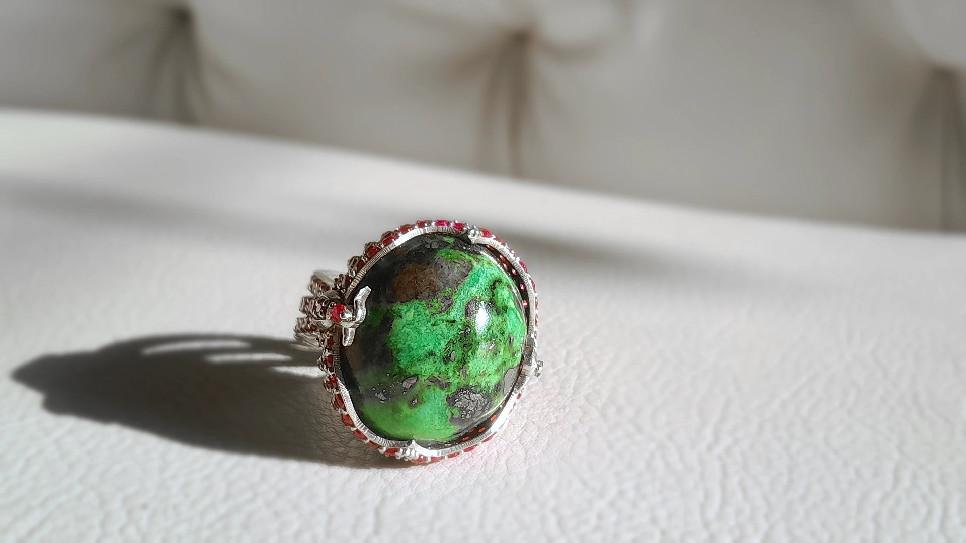 30 Carat Iranian Green Turquoise (Feroza) Ring - Handcrafted Elegance by Beech Wylde