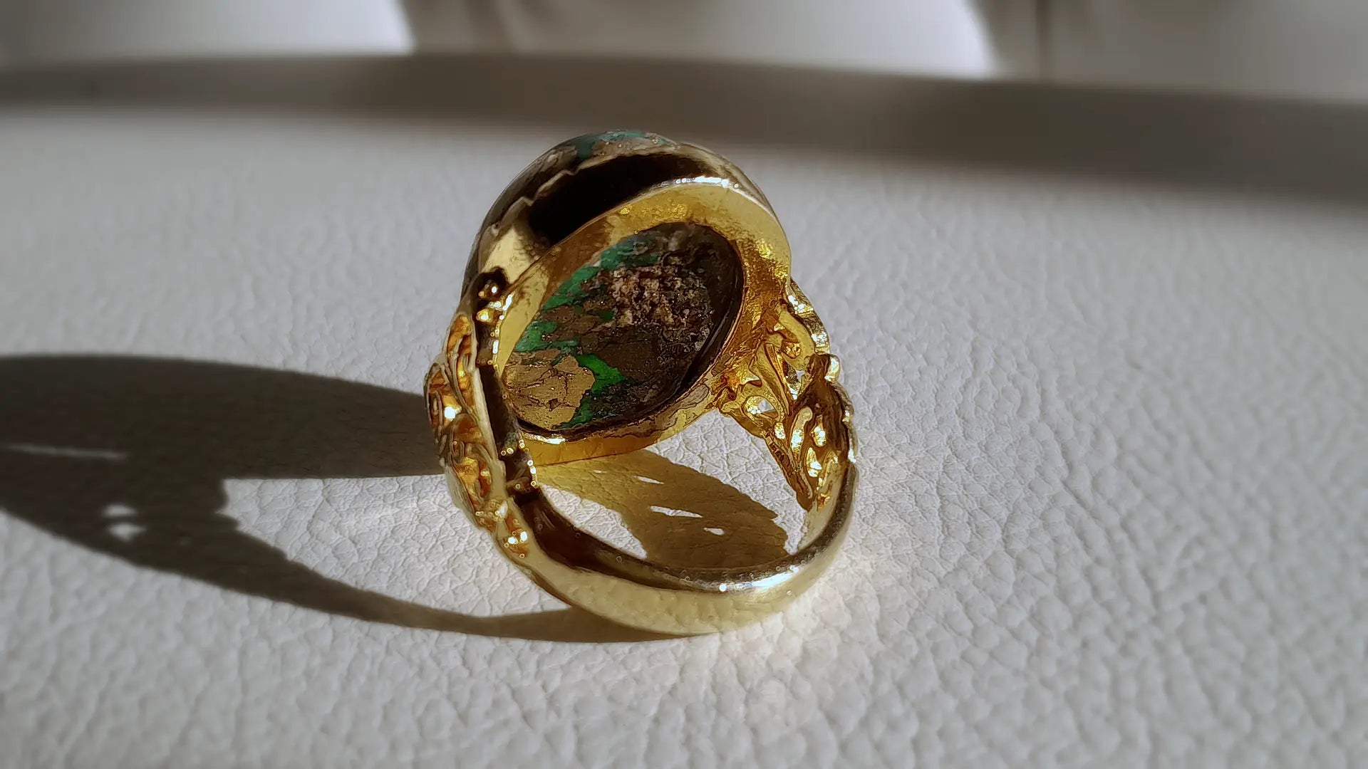 57 Carat Natural Nishapur Turquoise Ring, Hand-Finished by Beech Wylde.