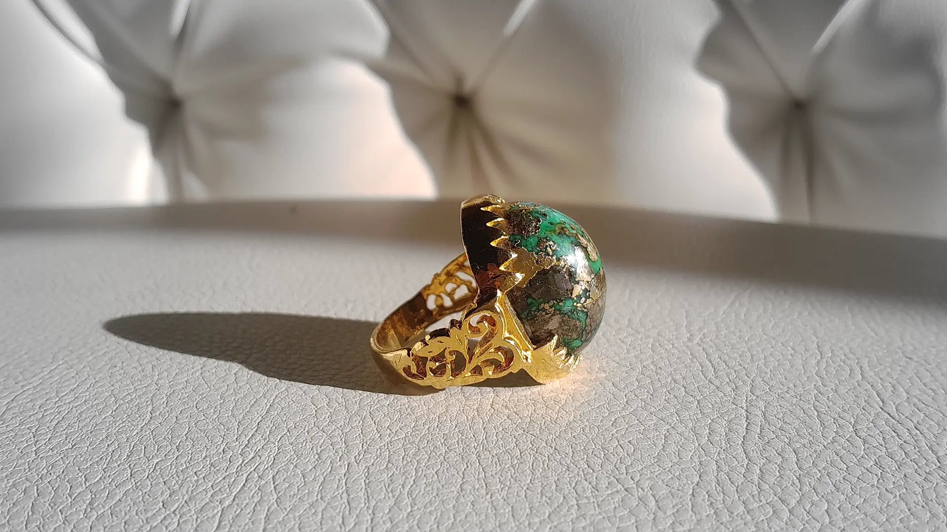 57 Carat Natural Nishapur Turquoise Ring, Hand-Finished by Beech Wylde.