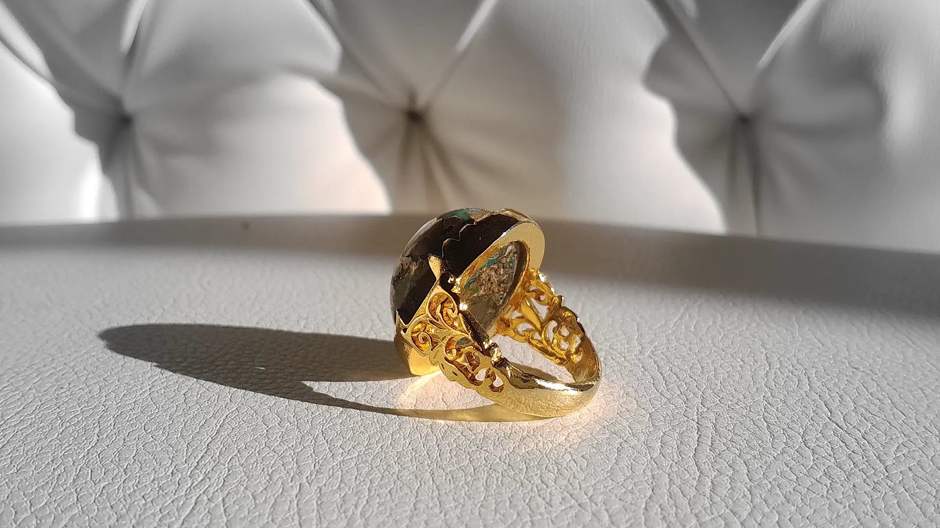 57 Carat Natural Nishapur Turquoise Ring, Hand-Finished by Beech Wylde.