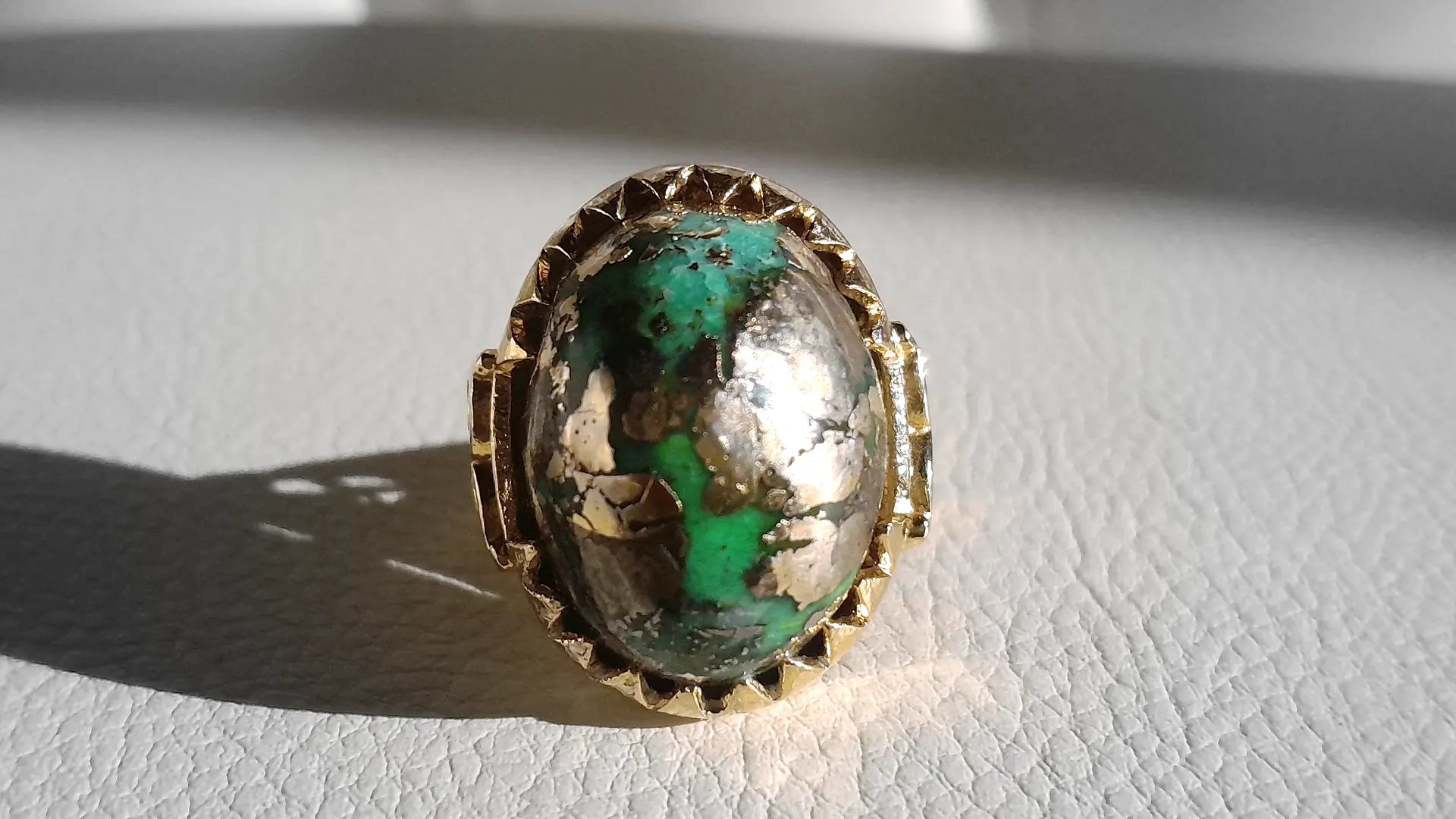 57 Carat Natural Nishapur Turquoise Ring, Hand-Finished by Beech Wylde.