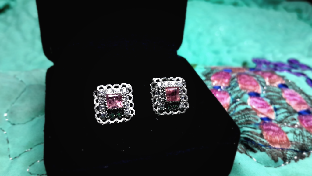 Pink Tourmaline Studs