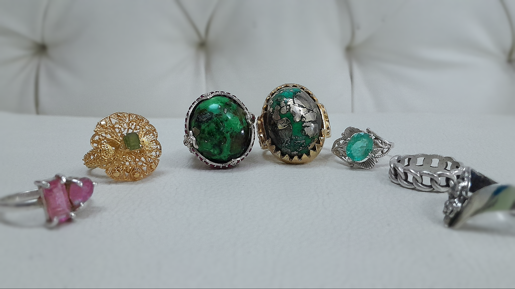 one-of-one silver gemstone rings