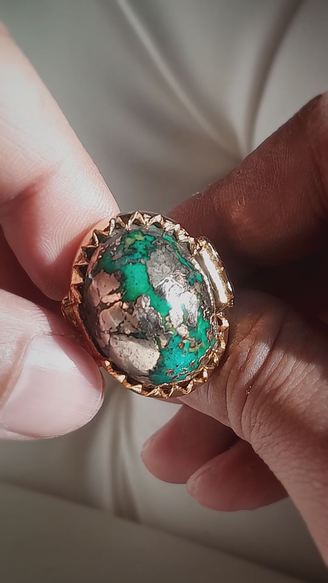 57 Carat Natural Nishapur Turquoise Ring, Hand-Finished by Beech Wylde.